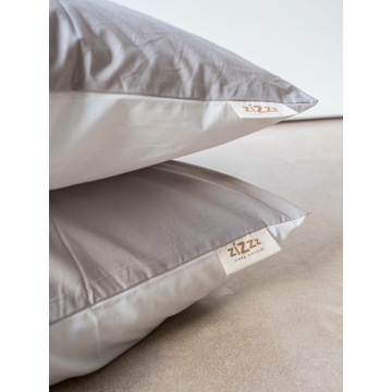 Bettwäsche – Kissenbezug aus Bio-Baumwolle (Perkal) – Weiß & Beige – Verschiedene Größen bestellbar ab