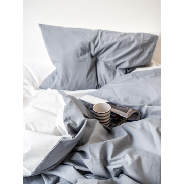 Bettwäsche – Bettbezug aus Bio-Baumwolle (Perkal) – Weiß & Grau – Größen bestellbar ab