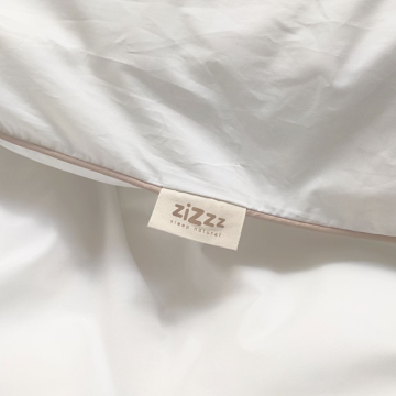 Bettbezug aus Perkal – 135x200cm – Weiß mit Rand in Beige – Mit Reißverschluss