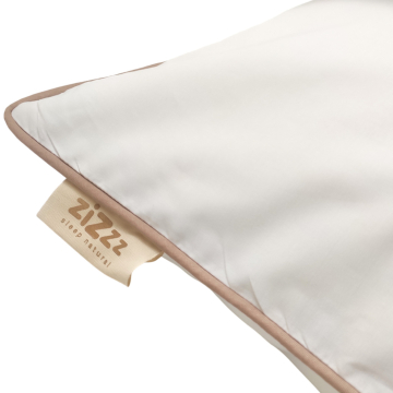Kissenbezug aus Perkal – 40x60cm – Weiss mit Rand in Beige – Mit Reissverschluss