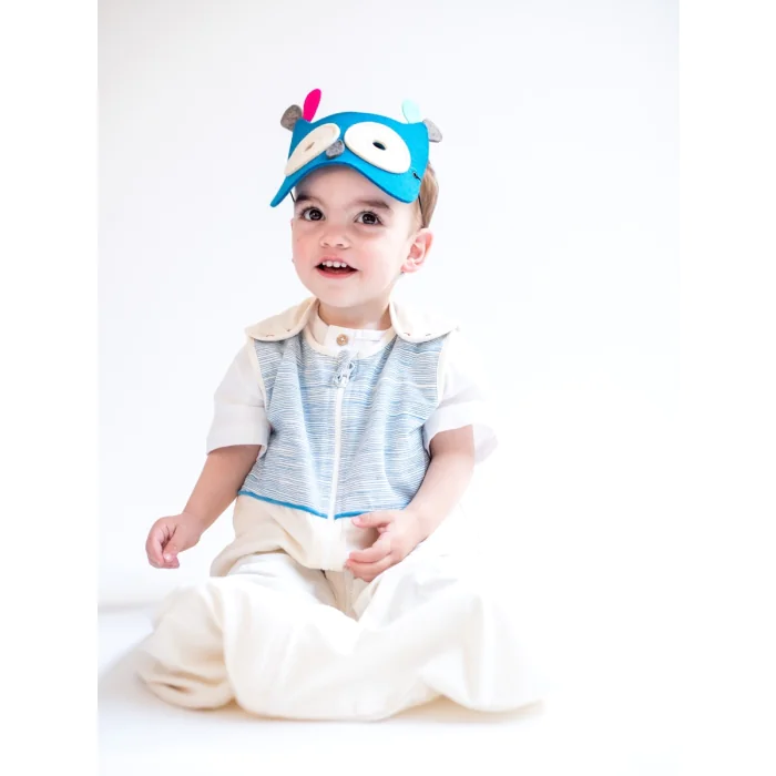 Bio-Babyschlafsack Blue Stripes / Aus Bio-Baumwolle & Swisswool / 70 cm, 90 cm, 110 cm