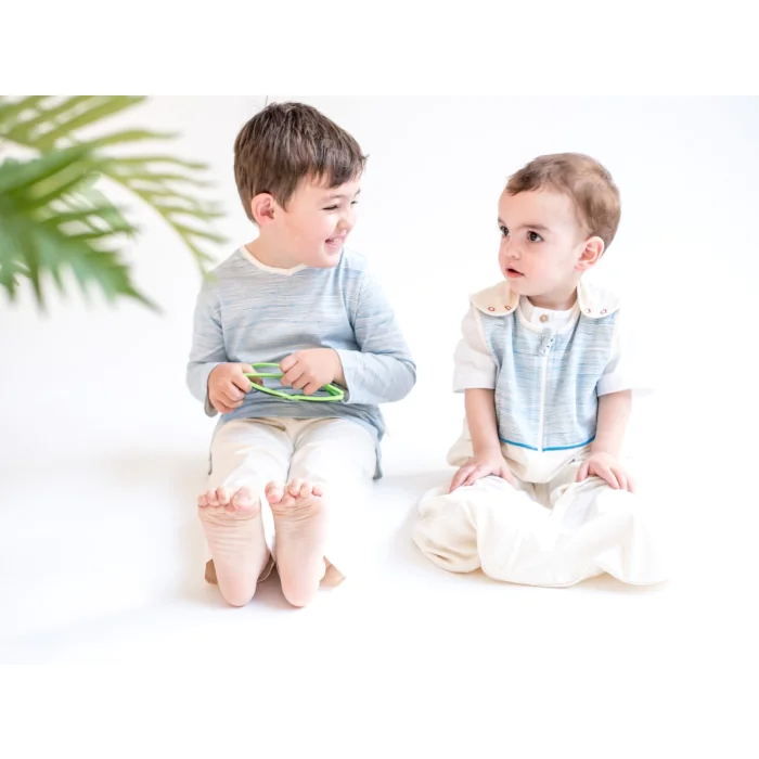 Bio-Babyschlafsack Blue Stripes / Aus Bio-Baumwolle & Swisswool / 70 cm, 90 cm, 110 cm